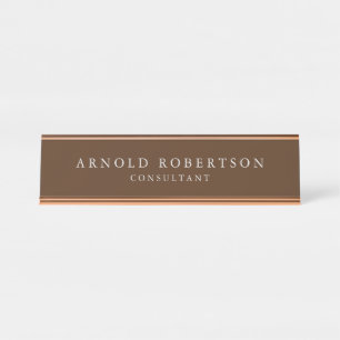 Minimalist Modern Stylish Brown Professional Desk Name Plate