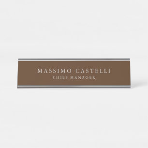 Minimalist Modern Stylish Brown Professional Desk Name Plate
