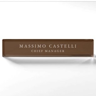 Minimalist Modern Stylish Brown Professional Nameplate