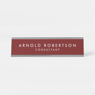Minimalist Modern Stylish Dark Red Professional Desk Name Plate
