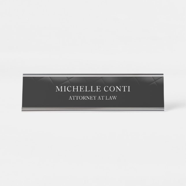 Minimalist Modern Stylish Professional Black Desk Name Plate (Front)