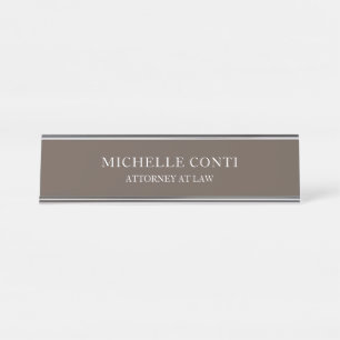 Minimalist Modern Stylish Professional Brown Desk Name Plate