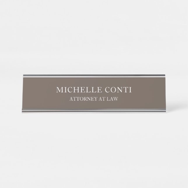 Minimalist Modern Stylish Professional Brown Desk Name Plate (Front)