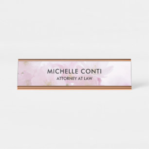 Minimalist Modern Stylish Professional Floral Desk Name Plate