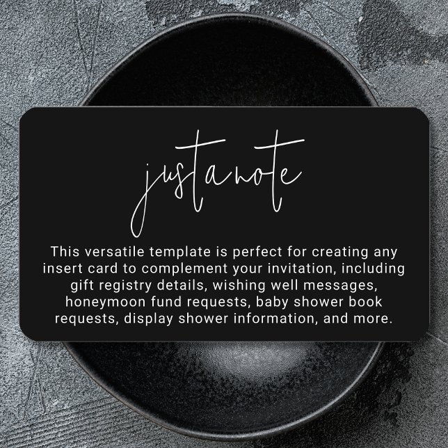 Minimalist Modern Stylish Simple Just A Note Enclosure Card (Creator Uploaded)