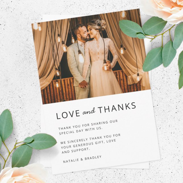 Minimalist Modern | Stylish Simple Wedding Photo Thank You Card (Creator Uploaded)