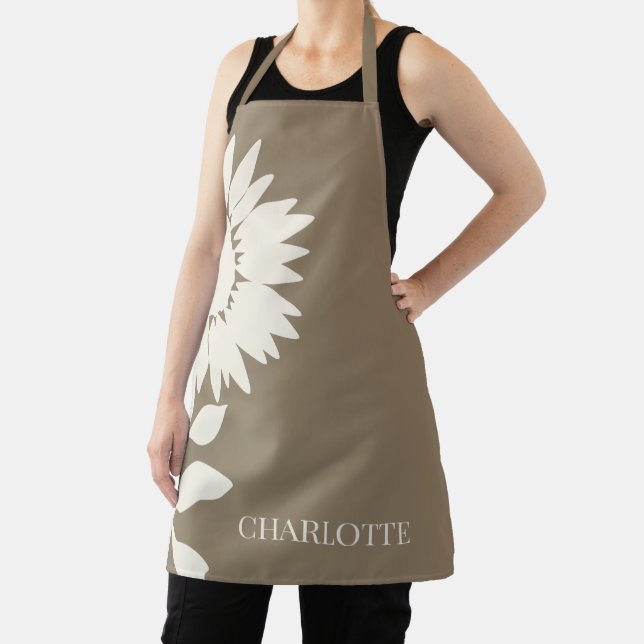  Minimalist Modern Sunflower Custom Name      Apron (Insitu)