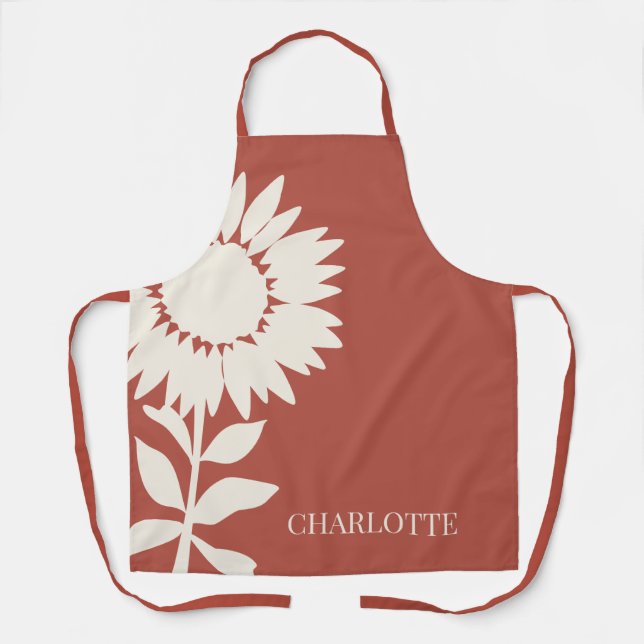 Minimalist Modern Sunflower Custom Name     Apron (Front)