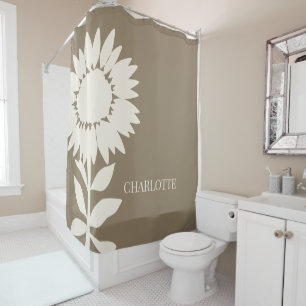  Minimalist Modern Sunflower Custom Name   Shower Curtain