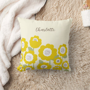 Minimalist Modern Sunflower Minimal Custom Name    Cushion