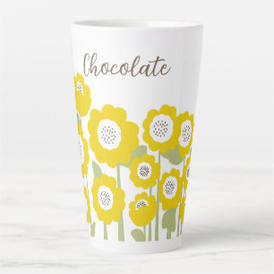 Minimalist Modern Sunflower Minimal Custom Name Latte Mug