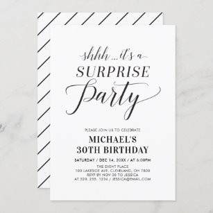 Minimalist Modern Surprise 30th Birthday Party Invitation