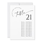 Minimalist Modern Table Number Seating Chart Cards