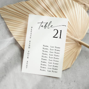 Minimalist Modern Table Number Seating Chart Cards