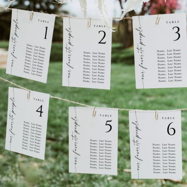 Minimalist Modern Table Number Seating Chart Cards (Creator Uploaded)