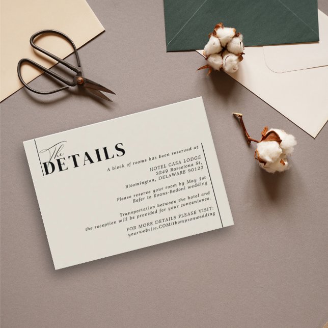Minimalist Modern Taupe Beige Wedding Details  Enclosure Card (Creator Uploaded)