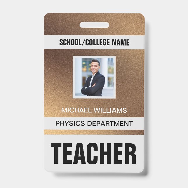 Minimalist Modern Teacher ID Card Badge (Front)