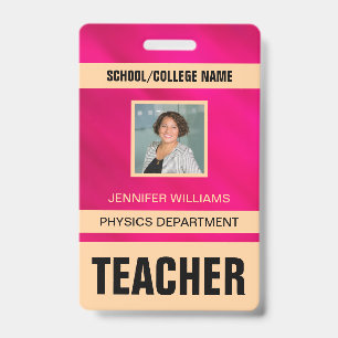 Minimalist Modern Teacher ID Card Badge