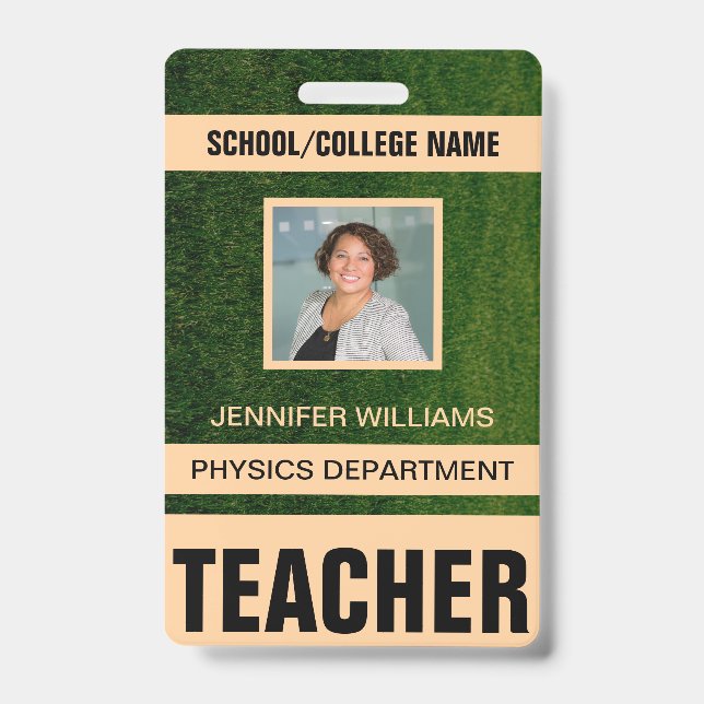 Minimalist Modern Teacher ID Card Badge (Front)