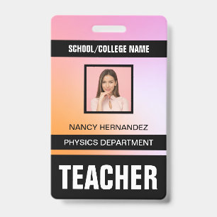 Minimalist Modern Teacher ID Card Badge