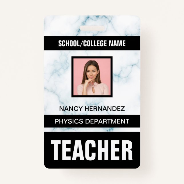 Minimalist Modern Teacher ID Card ID Badge (Front)