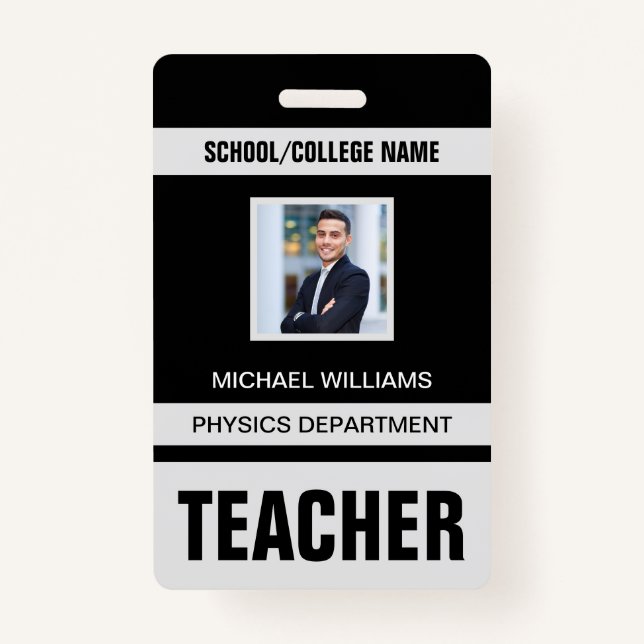 Minimalist Modern Teacher ID Card ID Badge (Front)