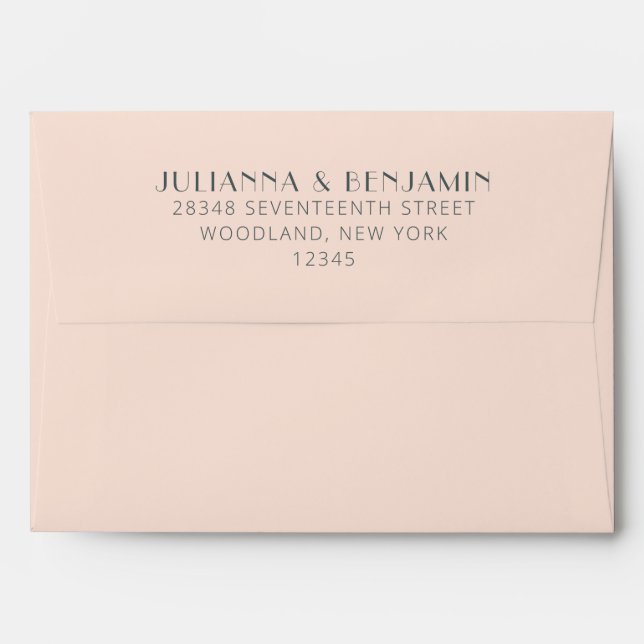 Minimalist Modern Teal and Blush Art Deco Wedding Envelope (Back (Top Flap))