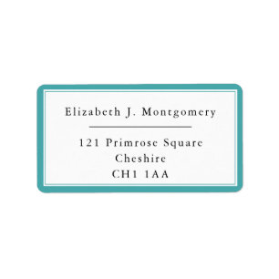 Minimalist Modern Teal Blue Return Address Label