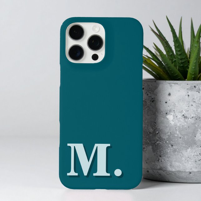 Minimalist Modern Teal Monogram Initial Case-Mate iPhone Case (Creator Uploaded)