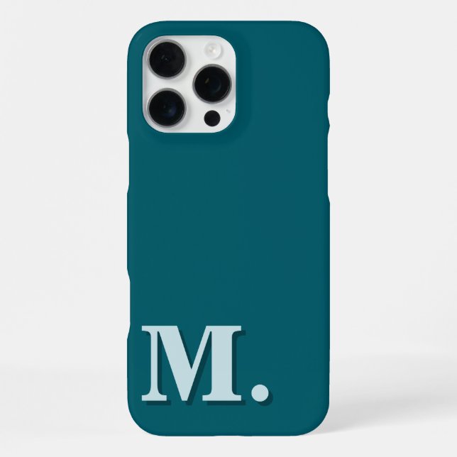 Minimalist Modern Teal Monogram Initial iPhone Case (Back)