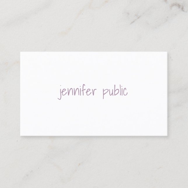 Minimalist Modern Template Elegant Hand Script Top Business Card (Front)