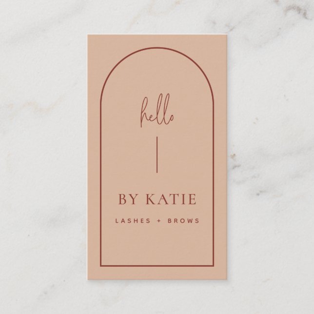 Minimalist Modern Terracotta Blush Arch Beauty  Business Card (Front)