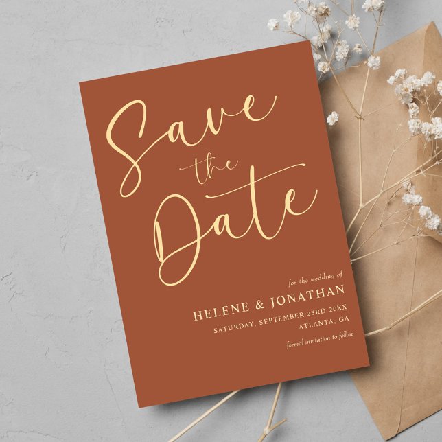 Minimalist Modern Terracotta Elegant Wedding Save The Date (Minimalist Modern Terracotta Elegant Wedding Save The Date)