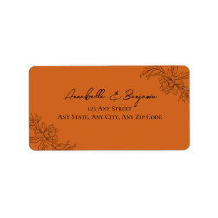 Minimalist Modern Terracotta Floral Wedding Return Label