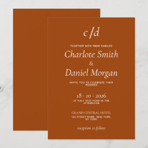 Minimalist modern terracotta wedding invitation