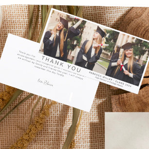 Minimalist & Modern Thank You 3 Photo Graduation Card