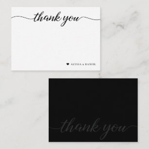 Minimalist Modern Thank you Heart Wedding couple Card