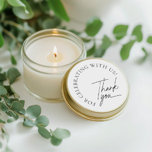 Minimalist Modern Thank You Wedding Favour Classic Round Sticker