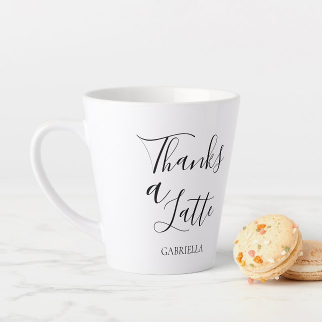 Minimalist Modern Thanks A Latte Black White  Mug (In Situ)