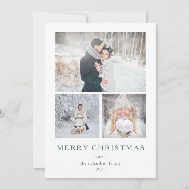 Minimalist Modern | Three Photos Holiday Card (Front)