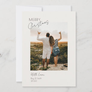 Minimalist Modern Two Photo Merry Christmas Card