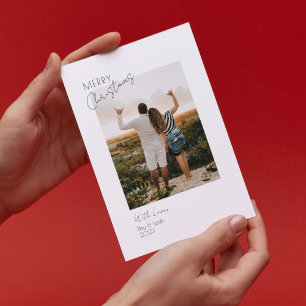 Minimalist Modern Two Photo Merry Christmas Card
