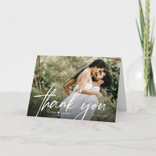 Minimalist Modern Typography 2 photo Wedding Thank You Card