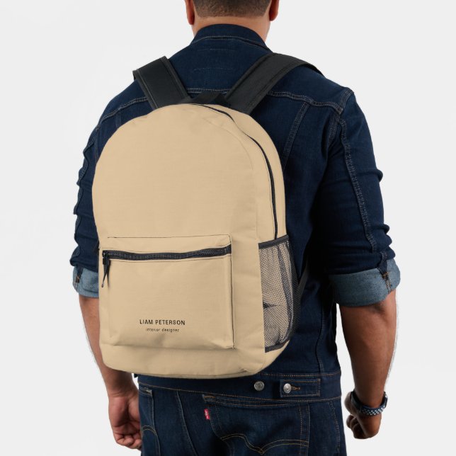 Minimalist Modern Typography Cashmere Personalised Printed Backpack (Insitu (Model))