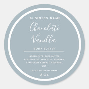 Minimalist modern typography dusty blue product  classic round sticker