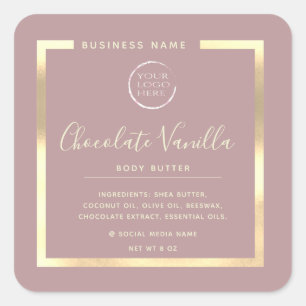 Minimalist modern typography gold frame logo square sticker