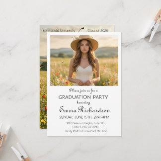 Minimalist Modern Typography Graduation Party Invitation