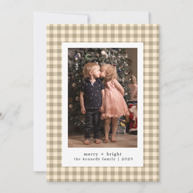 Minimalist Modern Typography Merry Christmas Photo Holiday Card (Front)