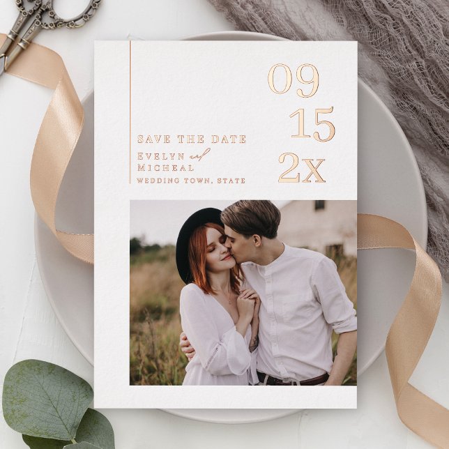Minimalist Modern Typography Photo Save The Date (Minimalist Modern Typography Photo Save The Date Foil Invitation)