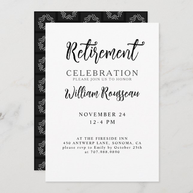 Minimalist Modern Typography Retirement Party  Invitation (Front/Back)